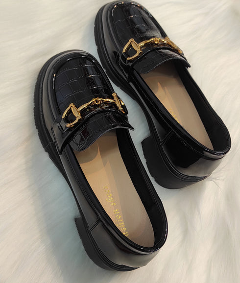 Round Toe Chunky Block Heeled Loafers